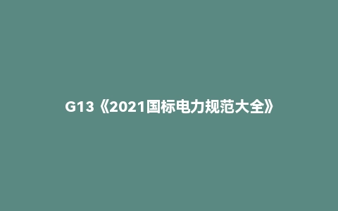 G13《2021国标电力规范大全》