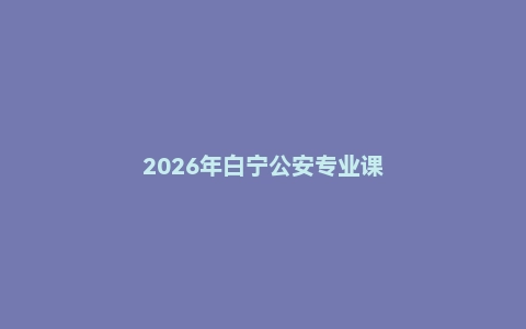 2026年白宁公安专业课