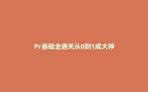 Pr基础全通关从0到1成大神