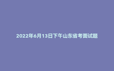 2022年6月13日下午山东省考面试题(公安系统)