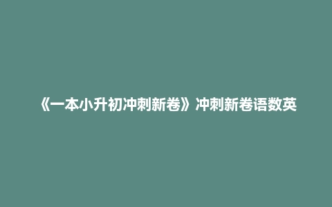 《一本小升初冲刺新卷》冲刺新卷语数英
