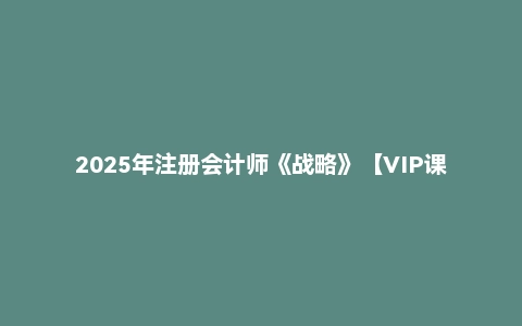 2025年注册会计师《战略》【VIP课件】