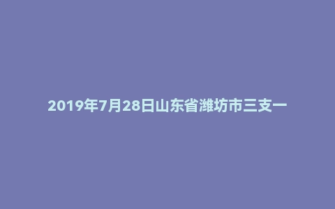 2019年7月28日山东省潍坊市三支一扶面试真题