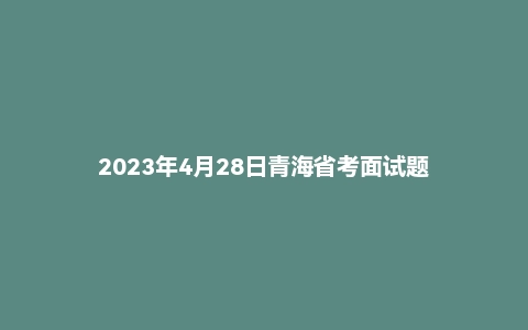 2023年4月28日青海省考面试题