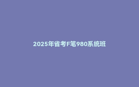 2025年省考F笔980系统班