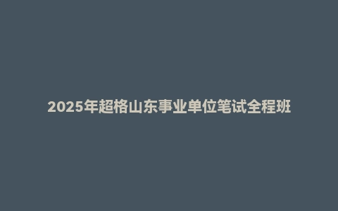 2025年超格山东事业单位笔试全程班