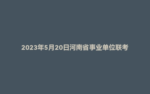2023年5月20日河南省事业单位联考《职业能力测试》试题