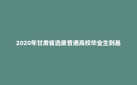 2020年甘肃省选拔普通高校毕业生到基层从事“三支一扶”工作《公共基础知识》试题
