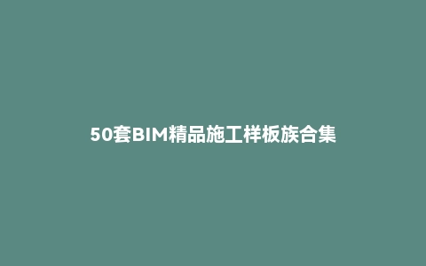 50套BIM精品施工样板族合集