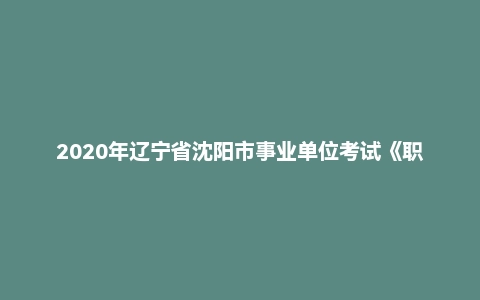 2020年辽宁省沈阳市事业单位考试《职业能力倾向测验》题