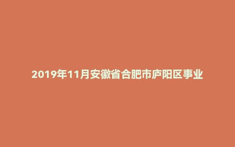 2019年11月安徽省合肥市庐阳区事业单位《综合知识》真题