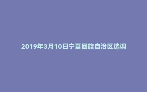 2019年3月10日宁夏回族自治区选调生面试真题