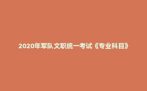 2020年军队文职统一考试《专业科目》法学类—法学试卷