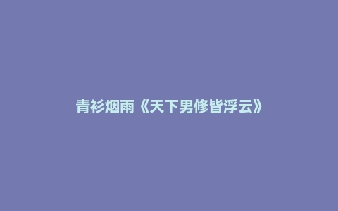 青衫烟雨《天下男修皆浮云》