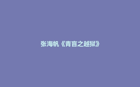 张海帆《青盲之越狱》