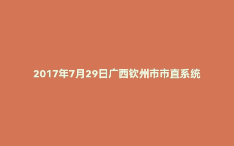2017年7月29日广西钦州市市直系统/钦北区事业单位面试真题