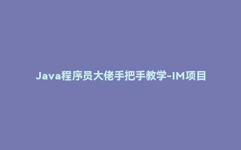 Java程序员大佬手把手教学-IM项目实战课