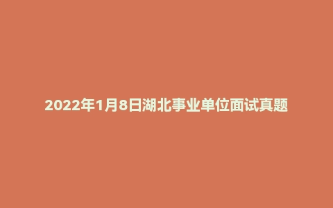 2022年1月8日湖北事业单位面试真题(襄阳市-保康县-行政服务大厅)