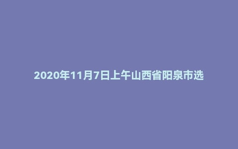 2020年11月7日上午山西省阳泉市选调面试题