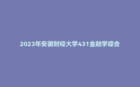 2023年安徽财经大学431金融学综合考研真题