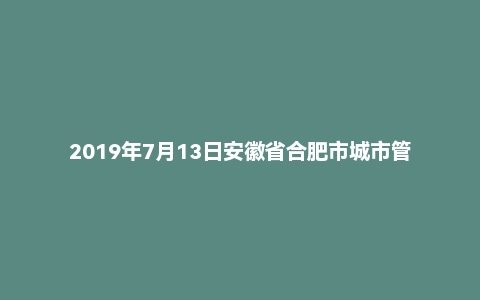 2019年7月13日安徽省合肥市城市管理局《行政能力测验》笔试题