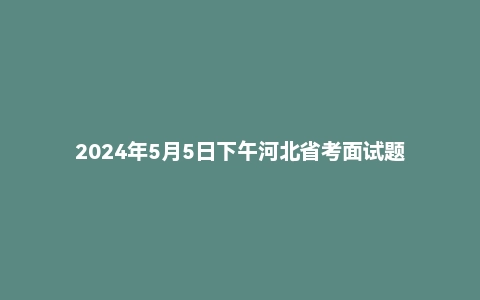 2024年5月5日下午河北省考面试题