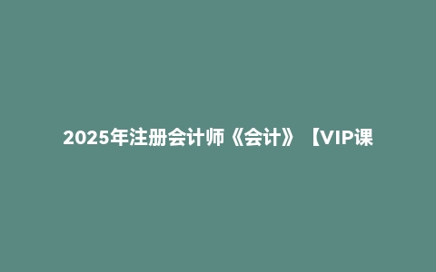2025年注册会计师《会计》【VIP课件】