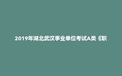 2019年湖北武汉事业单位考试A类《职业能力倾向测验》精选题