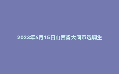 2023年4月15日山西省大同市选调生面试题