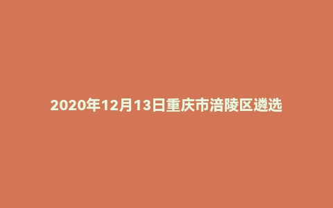 2020年12月13日重庆市涪陵区遴选公务员笔试真题