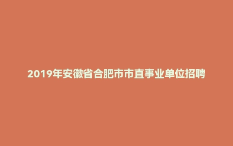 2019年安徽省合肥市市直事业单位招聘考试《申论》题