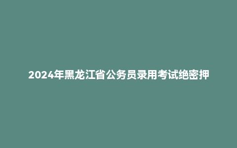2024年黑龙江省公务员录用考试绝密押题卷