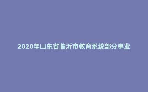 2020年山东省临沂市教育系统部分事业单位公开教师招聘考试（语文学科）题