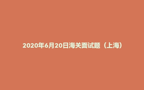 2020年6月20日海关面试题（上海）