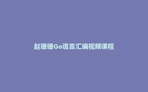 赵珊珊Go语言汇编视频课程