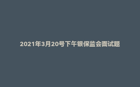 2021年3月20号下午银保监会面试题