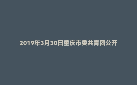 2019年3月30日重庆市委共青团公开遴选工作人员笔试真题
