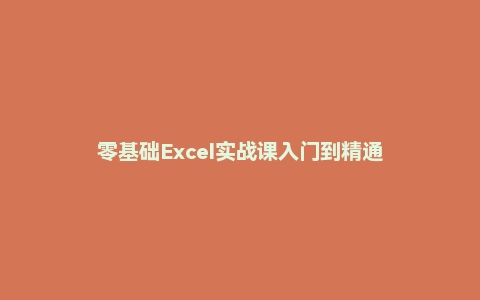 零基础Excel实战课入门到精通