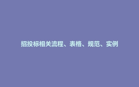 招投标相关流程、表格、规范、实例