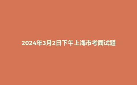 2024年3月2日下午上海市考面试题