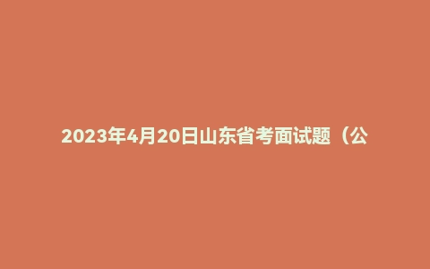 2023年4月20日山东省考面试题(公安系统)