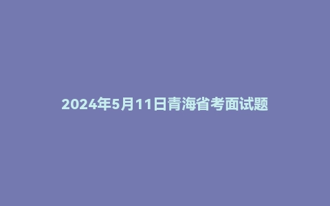 2024年5月11日青海省考面试题