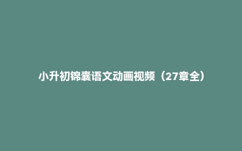 小升初锦囊语文动画视频（27章全）