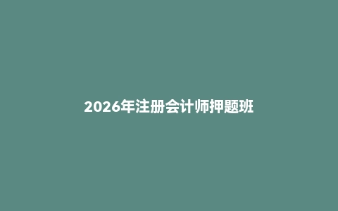 2026年注册会计师押题班
