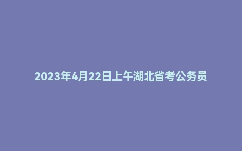 2023年4月22日上午湖北省考公务员面试题(县乡岗)