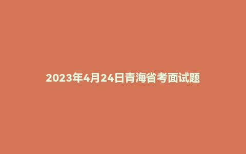 2023年4月24日青海省考面试题