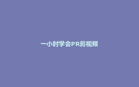 一小时学会PR剪视频