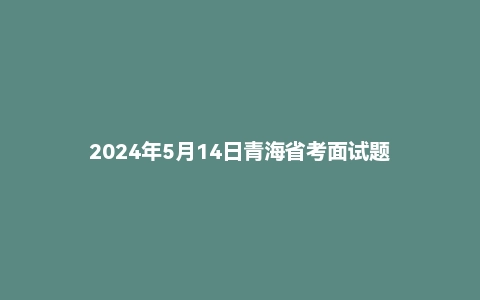 2024年5月14日青海省考面试题
