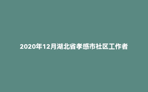 2020年12月湖北省孝感市社区工作者招聘考试《综合基础知识》（主观题）