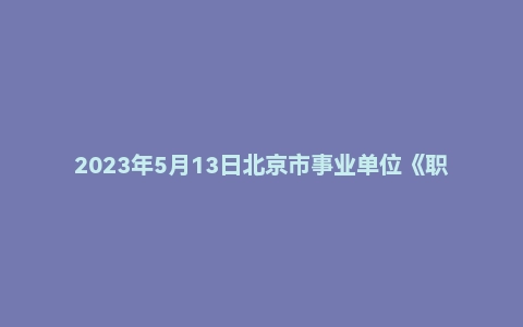 2023年5月13日北京市事业单位《职业能力测试》笔试精选题